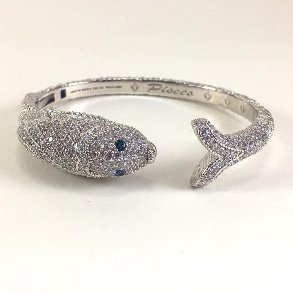 Judith Ripka Pisces Hinged Bangle Bracelet 925